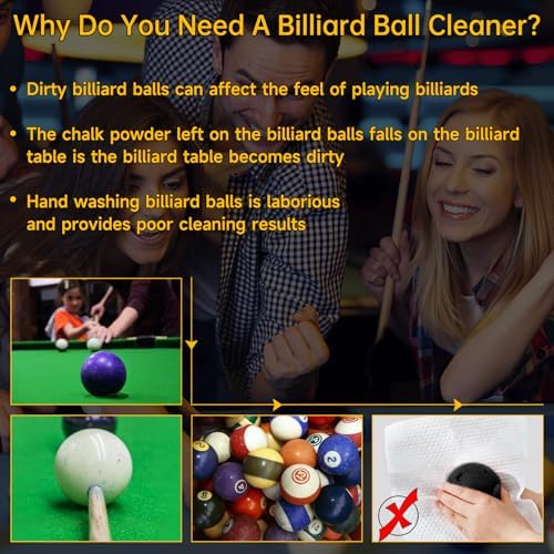Billiard Ball Cleaning Machine, Pool Ball Polishing Cleaning Machine, Automatic 16 Ball Pool Ball Washer & Polisher with Powerful 180W Motor, for American Style Billiards 110V