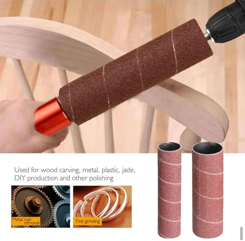 Sanding Drum Kit 1.5in Mandrel Aluminum Alloy Drill Sanding Mandrel Drum Sander Drill Press Spindle Sander Sleeves Spindle Sander Adapter for Wood Metal
