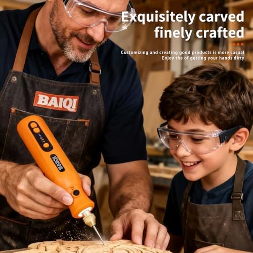 Electric Totary Cordless Tool Kit, Type-C Rechargeable 2000mAH, 6 Adjustment Speeds(5000-22000RPM), 59Pcs Accessories For DIY Crafting,SandingCarving,Sanding,Cutting (Orange-59 pcs Accessories)