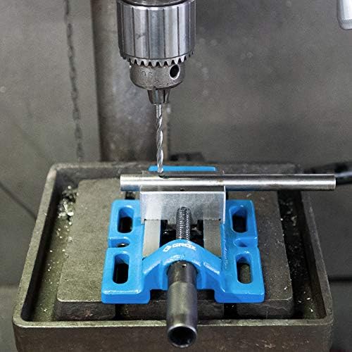 Groz Unigrip Drill Press Vise, 4" Jaw Width, Cast Iron with Precision-Ground Base and Bed, Round Stock Prisms, 3-5/8" Jaw Opening, Bench Drill and Drill Press Workholding (35121)