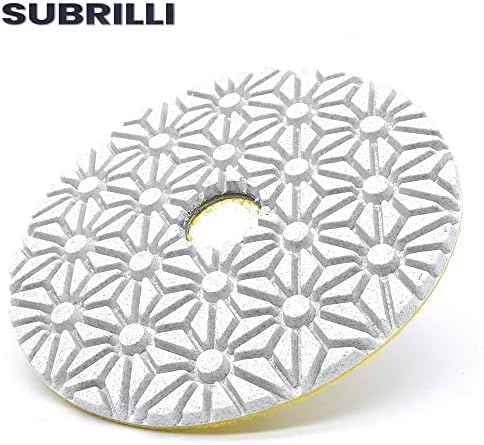 Dry/Wet 3 Step Diamond Polishing Pads 4" Sanding Discs Grit 1 for Granite Marble Concrete (3-Pcs)