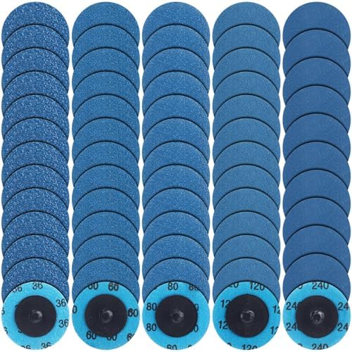 Chumia 250 Pcs 2 Inch Sanding Discs Set 5 Grit Mix 36 to 240, Blue