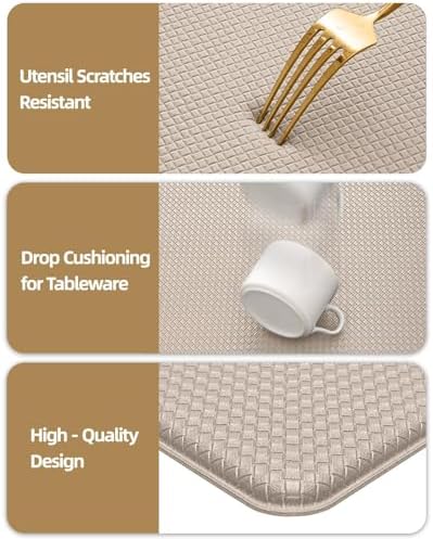 Color&Geometry Anti Fatigue Cushion Kitchen Mat for Floor -24"x94",Wide,Easy Clean, Water & Oil Proof, Anti Slip, Foam Rubber Runner Rug for Front Sink Comfort Standing,Dark Beige