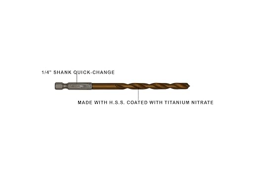 VCT 13pc Hex Shank Titanium Drill Bit Set (1/4" Hex Quick Change Shanks)