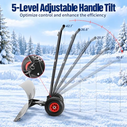 29x16.5 in Snow Shovel with Wheels Heavy Duty Snow Shovel Pusher and Plow