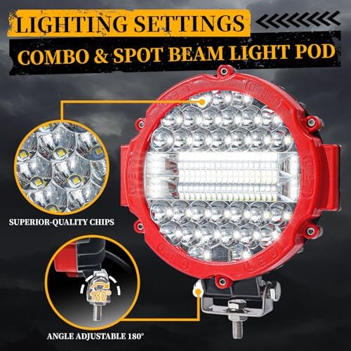 Round LED Offroad Light Pods 7 Inch 201W Auxiliary Driving Work Fog Lights
