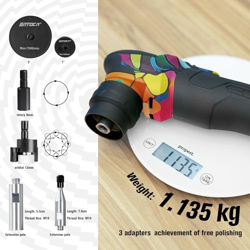 BATOCA S4 Cordless Multi-Polisher-Set, with 2Pcs 12V 2.5Ah Batteries, RO&DA Car Buffer Polisher, 1&3inch Mini Brushless Polisher for Car Detailing, Graffiti Style