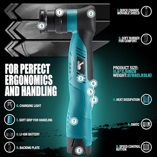 AUTIWOZ Cordless Mini Car Polisher Buffer, 6 Speeds, 2Pcs 2000mAh 1/3inch Orbital and Rotary Fast Change Polisher for Car Detailing, Micro Cordless Polisher for Car Boat Polishing WS02