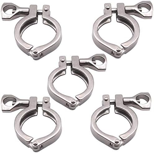 DERNORD Stainless Steel 304 Single Pin Heavy Duty Tri Clamp with Wing Nut for Ferrule TC 1.5'' (Pack of 5)