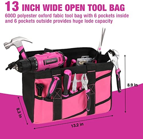 ValueMax 233 PCS Pink Home Tool Kit with Cordless Lithium-ion Drill
