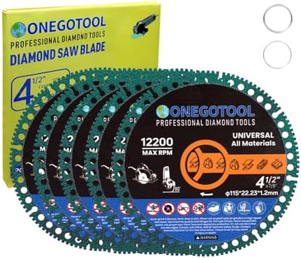 4-1/2 inch Indestructible Cutting Discs for Angle Grinder 7/8" Blades Cut Off Wheels Diamond Tool Metal rebar Porcelain Tile Granite Marble Smooth Cutter (5pcs)