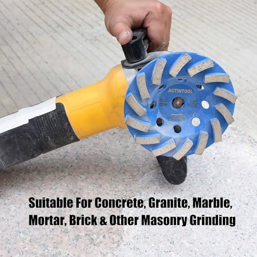 5 in.x5/8-11 in. Plate 14 Segments Turbo Shape Diamond Grinding Cup Wheel for Concrete and Stone (5 Inch 5/8"-11 Threaded)