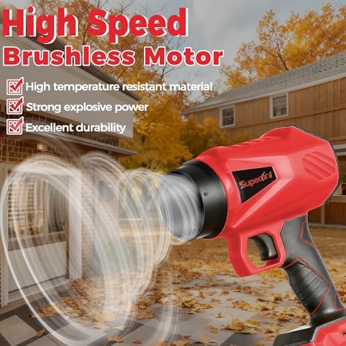Cordless Leaf Blower, 20V Electric Handheld Leaf Blower and Charger,650CFM 288MPH, 6 Speed Modes,Lightweight Battery Powered Blower for Blowing Leaves, Dust, Snow, Patio Yard Lawn Care RED