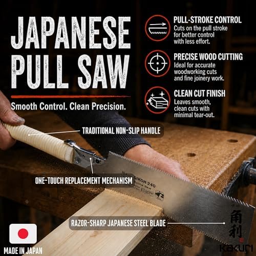 KAKURI Japanese Pull Saw for Woodworking 8.2", Tool-Free Quick-Change Blade