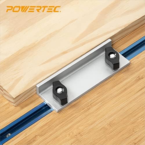 POWERTEC 71779 24" Double-Cut Profile T Track Kit, Including Long, Short & InLine Stops and 5-1/2" Hold Down Clamps, Pack of 1