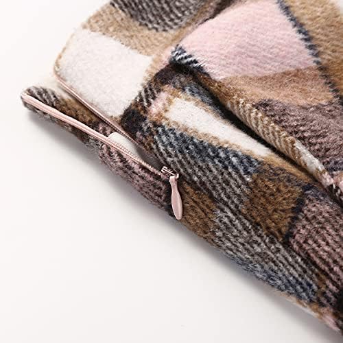 IDEALSANXUN Womens Plaid Wool Skirts Elastic Waist A-Line Pleated Tartan Long Skirts
