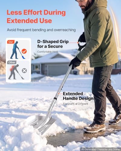 VEVOR 14" Aluminum Metal Snow Shovel for Driveway 52” Height