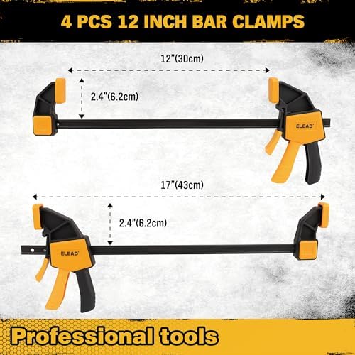 8-Piece Bar Clamps for Woodworking - 4 Pcs 12 inch Bar Clamps with 150 LBS Load Limit, 4 Pcs Heavy Duty Metal Spring Clamps, Quick Release Triggers