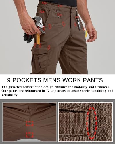 CNBQDD Mens Work Pants Cargo Tactical Construction for Men Ripstop Waterproof Lightweight Outdoor Hiking with Pockets
