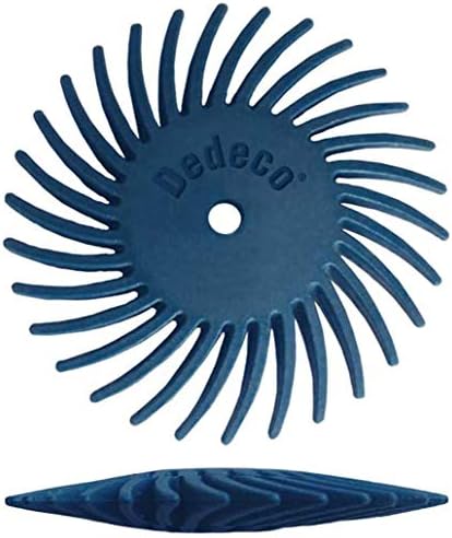Dedeco Sunburst Radial Bristle Discs 12-Pack - 1-1/2" Curved Knife-Edge - Blue 400 Grit (Fine) - Aluminum Oxide for Polishing & Surface Finishing
