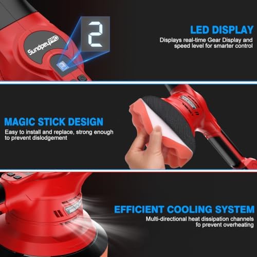 6-Inch Brushless Cordless Car Buffer Polisher, 8-Speed & 8000RPM
