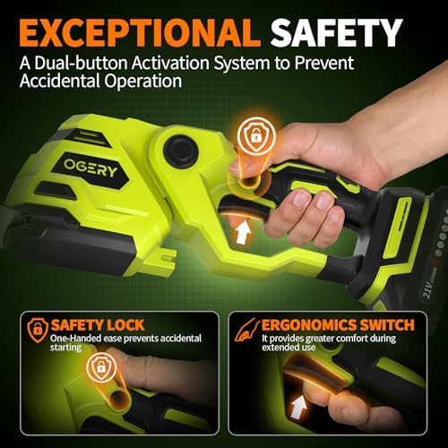 OGERY 21V Cordless Hedge Trimmer & Grass Shears, 2-in-1 Powerful Dual Batteries Electric Bush Trimmer with 8.9” Hedge Blade & 5.1” Grass Trimmer, Adjustable Angle, Lightweight for Garden & Lawn Care