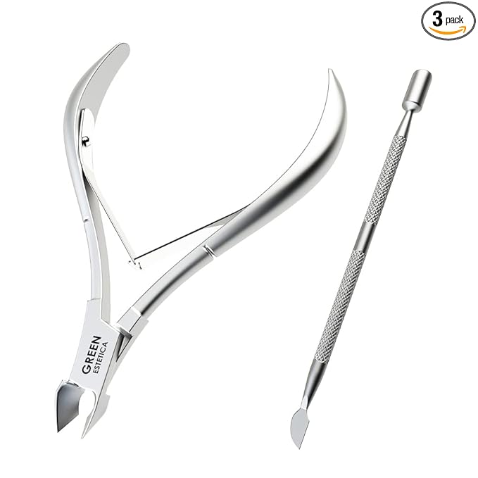 Professional Cuticle Trimmer Nail Cuticle Cutter Stainless Steel Cuticle Nippers with Sharp Blades Double Spring Manicure Tools for Nail Care Pedicure Home Spa (Silver - Pusher Included)