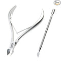 Professional Cuticle Trimmer Nail Cuticle Cutter Stainless Steel Cuticle Nippers with Sharp Blades Double Spring Manicure Tools for Nail Care Pedicure Home Spa (Silver - Pusher Included)
