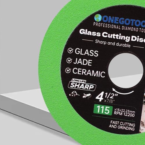 4-1/2x7/8 inch Tile Cutter Glass Cutting Disc for Angle Grinder Glass Ceramic Diamond Cutting Blade Disc for Grinding Jade, Crystal, Wine Bottles. (10PCS)
