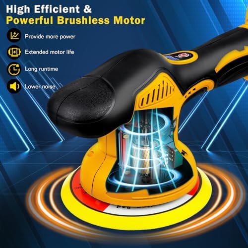 Cordless Car Buffer Polisher Compatible for Dewalt 20V Battery(Without Battery) Car Buffer Polishers with 6 Variable Speed Up to 5500RPM, for Car Detailing/Polishing/Waxing(Battery Not Included)