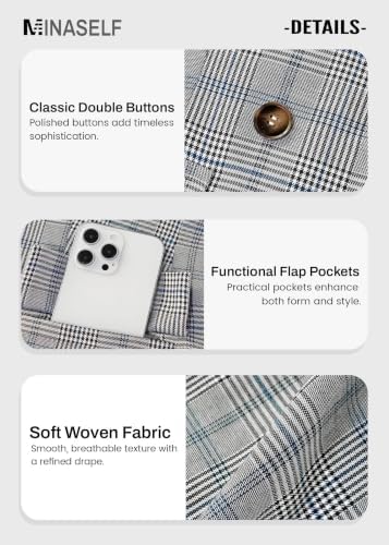 Mina Self 2026 Women's Fall Plaid Blazer Houndstooth Jacket Business Casual