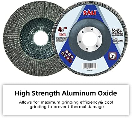 Sali 100 Pack Flap Disc 40 Grit 4.5" x 7/8-Inch Sanding Disc Bevel Type #29 Premium and Industrial Grade Angle Grinder Grinding Wheel High Performance Edge Grinding