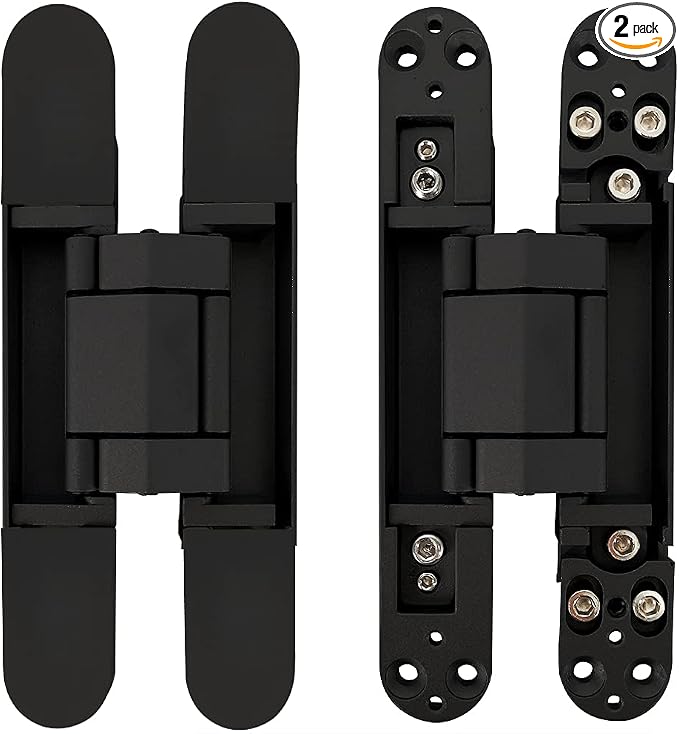 Invisible Hinge Concealed Door Hinges Heavy Duty Hidden Hinge up to 176 Pound Doors 3-D Adjustable 7 inch Black - 2 Pack