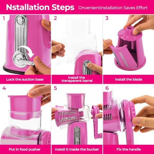 SUSTEAS Rotary Cheese Grater 5 Blades,Kitchen Mandoline Vegetable Slicer