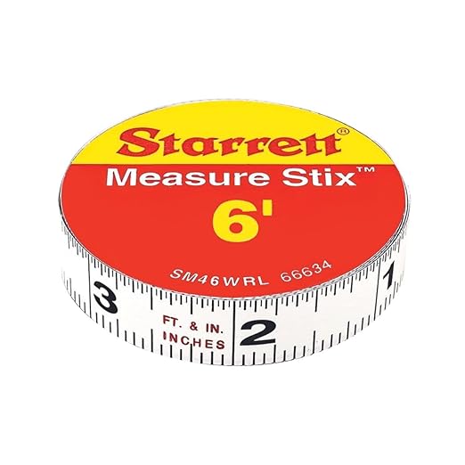 Starrett Tape Measure Stix with Adhesive Backing - Mount to Work Bench, Saw Table, Drafting Table - 1/2" x 6', Standard Imperial, Right-Left Reading - SM46WRL