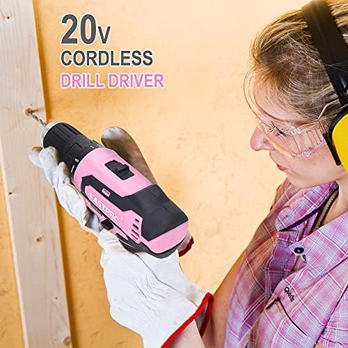 FASTPRO 20V Pink Drill Set for Women, Home Tool Kit with Tool Box
