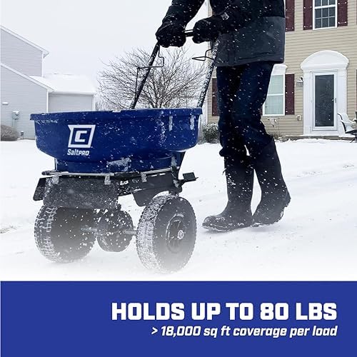 CHAPIN 88300B SaltPro 80 lb Contractor Salt Spreader, 12" Tires, Ice Melt
