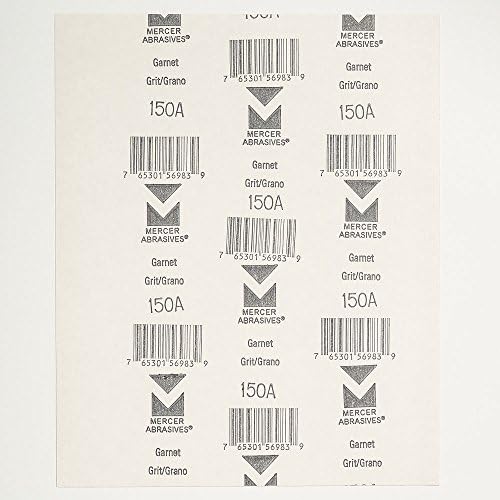Mercer Industries 205150A - 9 x 11 Garnet Paper Sheets, Grit 150A (100 pack)