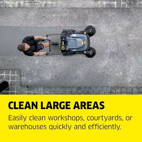 Kärcher Pro Walk Behind Outdoor Push Sweeper, KM 70/30 C Bp 2SB, Battery Powered, Suction System, Dust Filter - 38" Working Width, 11.9 Gallon - for Commercial Use in Warehouses, Workshops, and More