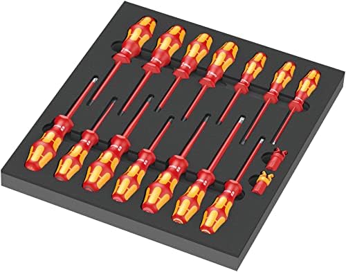 Wera 05150102001 9711 FOAM INSERT VDE SCREWDRIVER SET 1, 16 PIECES