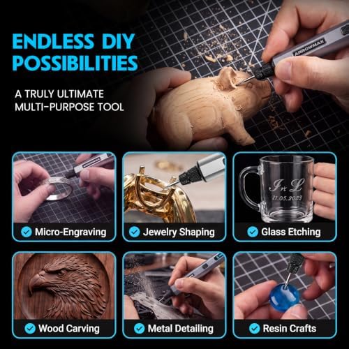 ARROWMAX 5-Speed Mini Cordless Rotary Tool Kit with OLED, 30000 RPM 30 Bits