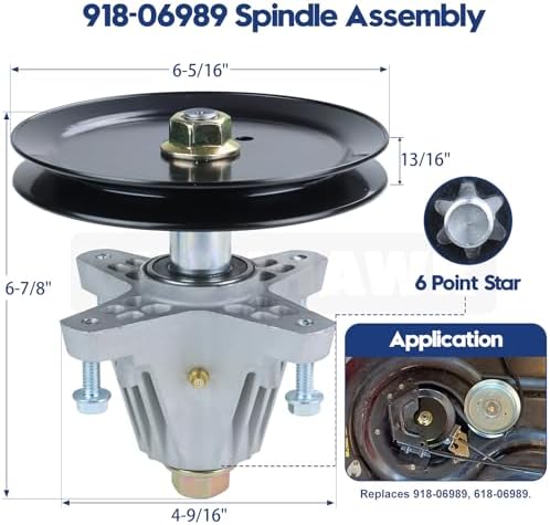 2 Pack 918-06989 Spindle Assembly with 954-04219 Deck Belt 1/2x103