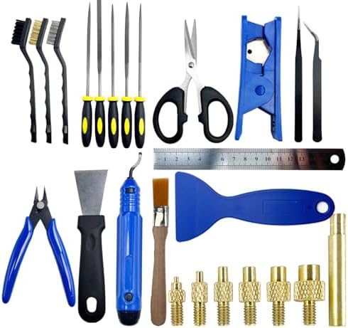 3D Printer Tool Kit Essential with Cutter,Caliper, Scraper, Drill & Deburring Tool for Removing, Smoothing, Finishing and Drilling (25 3D Printing Tool Kits)