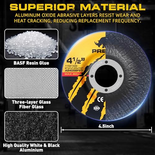 10 Pack Grinding Wheels 4-1/2 Inch for Angle Grinder, Metal Grinding Discs