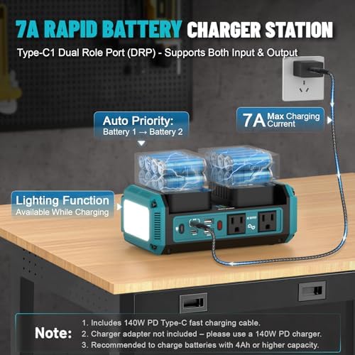Azocek 350W Power Inverter Compatible with Ma-Kita 18V Battery(No Battery)