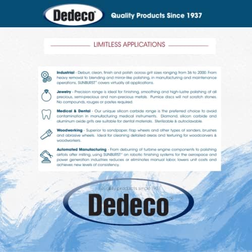 Dedeco Sunburst Radial Bristle Discs 6-Pack - 7/8" Curved 4-Ply Mounted Discs - Blue 400 Grit (Fine) - Aluminum Oxide for Polishing & Finishing