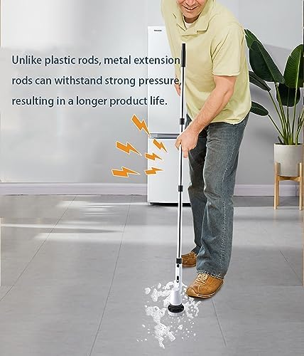 Electric Spin Scrubber With Adjustable Extension Arm, 2 Adjustable Speeds & 8 Replaceable Brush Heads For Bathroom Shower Bathtub Glass Car