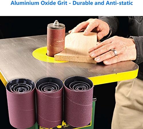 LotFancy 24PCS Spindle Sander Sleeves, Sanding Sleeves for Oscillating Sander, 60 80 120 240 Assorted Grit Sandpaper, 4-1/2” Length, 1/2”, 3/4”, 1”, 1-1/2”, 2”, 3” Diameter