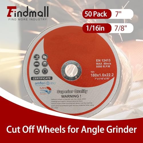 50 Pack 7"x1/16"x7/8" Cut-Off Wheel - Metal & Stainless Steel Cutting Discs