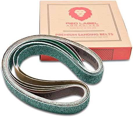 Red Label Abrasives 2 X 42 Inch Knife Sharpening Zirconia Sanding Belts - Coarse Grits - 6 Pack Assortment for Knife Making, Sharpening, Metalworking, and Woodworking